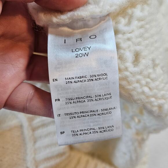 IRO Lovey Sweater Wool Alpaca Turtleneck Open Stitch in Chalk Women's Medium - Picture 11 of 12